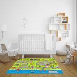 NNEAGS 120cm Kids Rug Street Map Play Mat, Educational Baby Theme Park Area Rugs