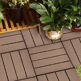 NNEAGS 11 pcs Light Chocolate DIY Wooden Composite Decking Tiles Garden Outdoor Backyard Flooring Home Decor