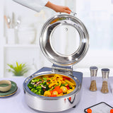 NNEAGS 2X Stainless Steel Round Chafing Dish Tray Buffet Cater Food Warmer Chafer with Top Lid
