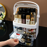 NNEAGS 2X 3 Tier White Countertop Makeup Cosmetic Storage Organiser Skincare Holder Jewelry Storage Box with Handle