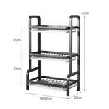 NNEAGS 3 Tier 62cm Steel Black Kitchen Countertop Drying Rack Dish Plate Cutlery Cutting Board Holder Dish Drainer Kitchen Organiser