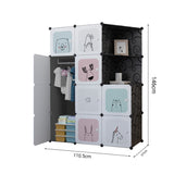 NNEAGS 10 Cubes Black Portable Wardrobe Divide-Grid Modular Storage Organiser Foldable Closet with Doors