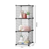 NNEAGS 2X Black Portable 3 Tier Cube Storage Organiser Foldable DIY Modular Grid Space Saving Shelf