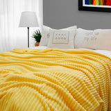 NNEAGS 2X Yellow Throw Blanket Warm Cozy Striped Pattern Thin Flannel Coverlet Fleece Bed Sofa Comforter