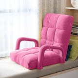 NNEAGS 4X Foldable Lounge Cushion Adjustable Floor Lazy Recliner Chair with Armrest Pink