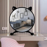 NNEAGS 30cm Black Smart Makeup Bedroom Table Mirror Cat Ear Style No LED Light