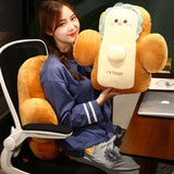 NNEAGS 2X 58cm Smiley Face Toast Bread Cushion Stuffed Car Seat Plush Cartoon Back Support Pillow Home Decor