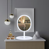 NNEAGS 26cm White Oval Smart LED Makeup Bedroom Table Vanity Mirror Tricolor w/ 5x Magnification