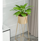 NNEAGS 2X 50cm Gold Metal Plant Stand with Gold Flower Pot Holder Corner Shelving Rack Indoor Display