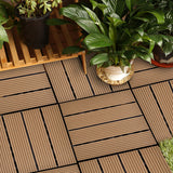 NNEAGS 11 pcs Coffee DIY Wooden Composite Decking Tiles Garden Outdoor Backyard Flooring Home Decor