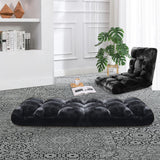 NNEAGS 2X Floor Recliner Folding Lounge Sofa Futon Couch Folding Chair Cushion Black