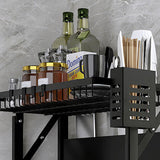 NNEAGS 2X 2 Tier Steel Black Kitchen Countertop Drying Dish Rack Plate Cutlery Cutting Board Holder Dish Drainer Kitchen Organiser