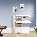 NNEAGS 5 Tier 2 Column White Shoe Rack Organizer Sneaker Footwear Storage Stackable Stand Cabinet Portable Wardrobe with Cover