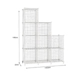 NNEAGS 2X White Portable 9-Cube 3 Column Storage Organiser Foldable DIY Modular Grid Space Saving Shelf 149cm
