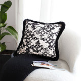 NNEAGS 2X 45cm Vintage Black Herringbone Pillowcase Set & Square Throw Pillow