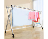 NNEAGS 2X 2.4m Portable Standing Clothes Drying Rack Foldable Space-Saving Laundry Holder with Wheels