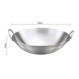 NNEAGS 43cm Stainless Steel Kitchen Cooking Wok with 2 Sturdy Handles