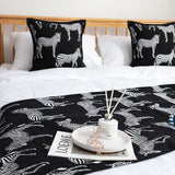 NNEAGS 1.5m Bed Light Luxury Black Zebra Vintage Bed Scarf Runner Bedding Tail Pad Flag For Home Hotel Set of 3