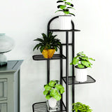 NNEAGS 4 Tier 5 Pots Black Metal Plant Stand Flowerpot Display Shelf Rack Indoor Home Office Decor