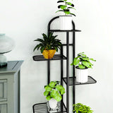 NNEAGS 7 Tier 8 Pots Black Metal Plant Stand Flowerpot Display Shelf Rack Indoor Home Office Decor