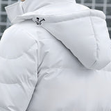 NNEAGS abbee White 2XL Winter Hooded Overcoat Long Jacket Stylish Lightweight Quilted Warm Puffer Coat