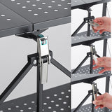 NNEAGS 3 Tier Steel Black Foldable Kitchen Cart Multi-Functional Shelves Portable Storage Organizer with Wheels