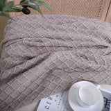 NNEAGS 2X Coffee Diamond Pattern Knitted Throw Blanket Warm Cozy Woven Cover Couch Bed Sofa Home Decor with Tassels