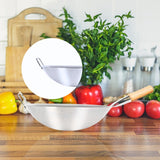 NNEAGS 36cm Stainless Steel Kitchen Cooking Wok with Wood Handle