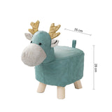NNEAGS Green Children Bench Deer Character Round Ottoman Stool Soft Small Comfy Seat Home Decor
