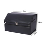 NNEAGS 2X 56cm Leather Car Boot Collapsible Foldable Trunk Cargo Organizer Portable Storage Box with Lock Black
