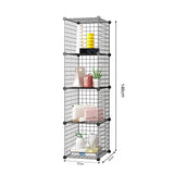 NNEAGS 2X Black Portable 4 Tier Cube Storage Organiser Foldable DIY Modular Grid Space Saving Shelf