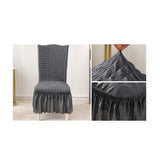NNEAGS 2X Dark Grey Chair Cover Seat Protector with Ruffle Skirt Stretch Slipcover Wedding Party Home Decor