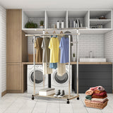 NNEAGS 2X 120cm Stainless Steel Floor-Standing Clothes Rack - Durable and Space-Saving Laundry Organizer