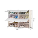 NNEAGS 4 Tier 2 Column White Shoe Rack Organizer Sneaker Footwear Storage Stackable Stand Cabinet Portable Wardrobe with Cover
