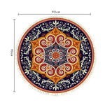 NNEAGS 2X 90cm Round Mandala Ethnic Style Round Carpet, Anti-slip Doormat, Home Decor