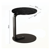 NNEAGS 2X  50cm Black Marble Mini Side Table Movable Lightweight w/ Black Frame