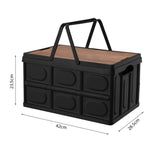NNEAGS 2X 42cm 30L Black Car & Camping Foldable Storage Box Crate Stackable Container with Handle