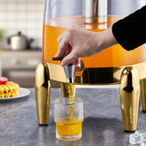 NNEAGS Stainless Steel 12L Beverage Dispenser Hot and Cold Juice Water Tea Chafer Urn Buffet Drink Container Jug with Gold Accents