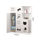 NNEAGS 10 Cubes White Portable Wardrobe Divide-Grid Modular Storage Organiser Foldable Closet with Doors
