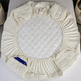NNEAGS White 153cm Wide Cross-Hatch Mattress Cover Thick Quilted Stretchable Bed Spread Sheet Protector with Pillow Covers
