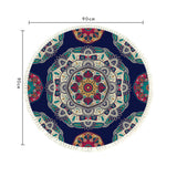 NNEAGS 2X 90cm Round Rug Bohemian Circle Area Rug with Bohemian Geometric Pattern, Anti-slip Doormat, Home Decor