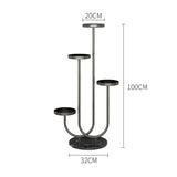 NNEAGS U Shaped Plant Stand Round Flower Pot Tray Living Room Balcony Display Black Metal Decorative Shelf