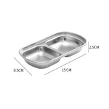 NNEAGS 15cm Silver Sauce Pan with Two Compartments Divided Sauce Dish Kitchen Essential