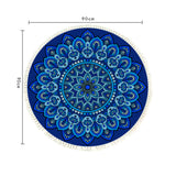 NNEAGS 2X 90cm Blue Mandala Round Carpet for Living Room Bedroom Anti-slip Doormat, Home Decor