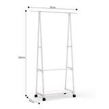 NNEAGS 2X 2-in-1 Organiser Clothes Shoe Rack Space-Saving Triangular Storage with Wheels White
