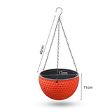 NNEAGS 2X Red Small Hanging Resin Flower Pot Self Watering Basket Planter Outdoor Garden Decor