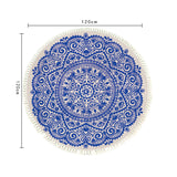 NNEAGS 120cm Mandala Round Tapestry Indian Area Rug for Living Room Lounge, Anti-slip Doormat, Home Decor