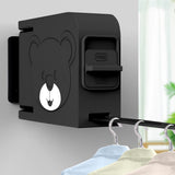 NNEAGS 2X 160mm Wall-Mounted Clothes Line Dry Rack Retractable Space-Saving Foldable Hanger Black