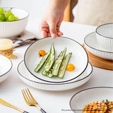 NNEAGS White Japanese Style Ceramic Dinnerware Crockery Soup Bowl Plate Server Kitchen Home Decor Set of 5
