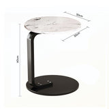 NNEAGS 50cm White Marble Mini Side Table Movable Lightweight w/ Black Frame